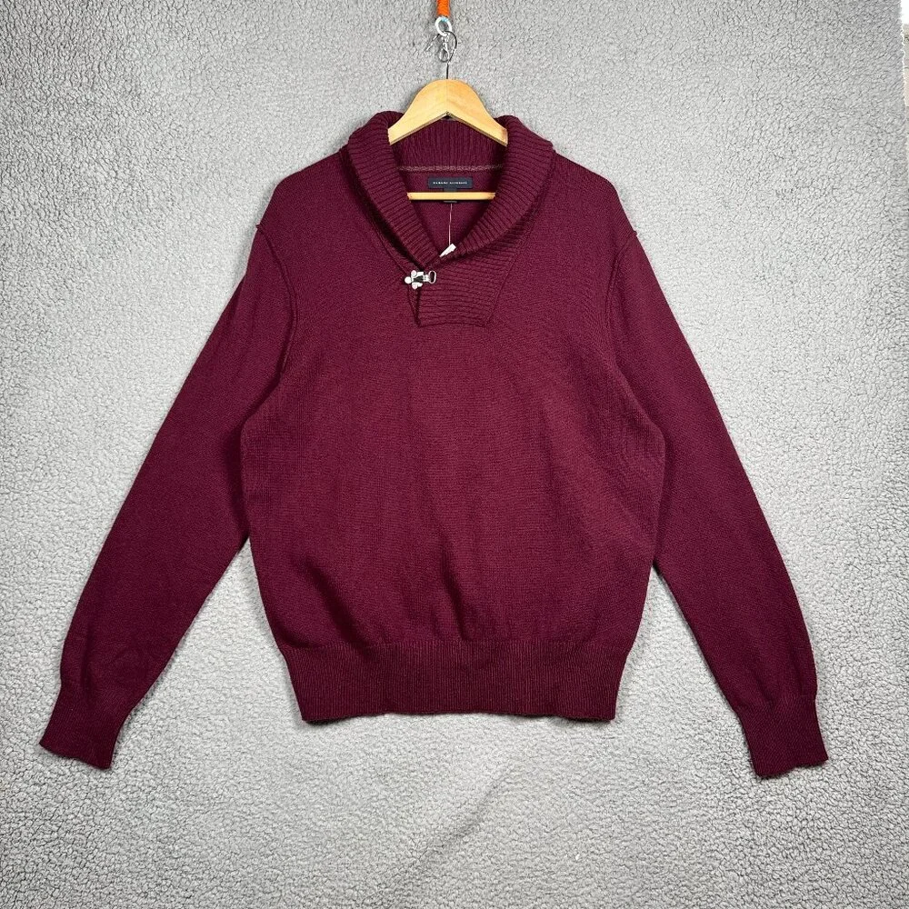 Banana Republic Sweater Mens‎ Size Large Burgundy Cable Knit Shawl Neck Regular